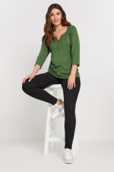 LTS Tall 2 PACK Khaki Green & Dark Pink Cotton Henley Tops | Long Tall Sally 4