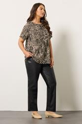 EVANS Plus Size Natural Brown Animal Markings Jersey Top | Evans 1