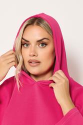 YOURS Plus Size Hot Pink Seam Detail Hoodie | Yours Clothing 4