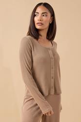 PIxieGirl Petite Women's Camel Brown Ribbed Cardigan | PixieGirl 1