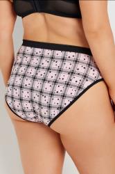 YOURSET 5 PACK Plus Size Black & Pink Check Print High Leg Knickers | Yours Clothing  4