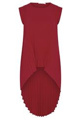 YOURS LONDON Curve Red Pleated Top