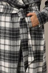 EVANS Plus Size Black & White Check Waterfall Coat | Evans 5