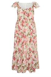 YOURS LONDON Curve White Floral Tiered Smock Dress