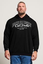 JACK & JONES Big & Tall Black Printed Hoodie | BadRhino 3
