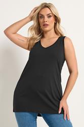 YOURS Plus Size Black V-Neck Core Vest Top | Yours Clothing 3