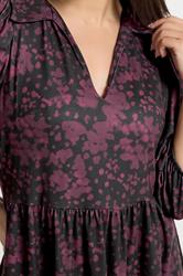 PixieGirl Petite Women's Burgundy Red Abstract Midi Dress | PixieGirl 4