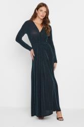 M&Co Black & Teal Knot Front Metallic Maxi Dress | M&Co 1