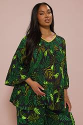 BUMP IT UP MATERNITY Curve Green Palm Leaf Print Top | Yours Clothing 3