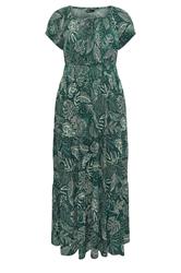 YOURS Curve Green Leaf Tie Neck Bardot Maxi Dress