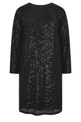LIMITED COLLECTION Plus Size Black Velvet Bow Sequin Dress | Yours Clothing 5