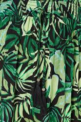YOURS Plus Size Black Palm Leaf Crinkle Beach Dress | Yours Clothing 5