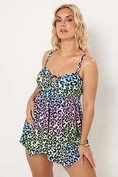 YOURS Plus Size Pink Leopard Print Bandeau Tankini Top | Yours Clothing 1