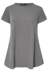 YOURS Curve Grey Ribbed Soft Touch T-Shirt