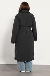 PixieGirl Petite Women's Black Belted Padded Midi Coat | PixieGirl 2
