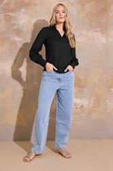 LTS Tall Black Open Collar Shirt | Long Tall Sally 1