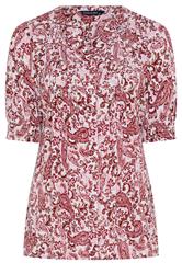 EVANS Curve Pink Floral Pintuck Blouse