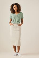 M&Co Cream Ecru Denim Midi Skirt | M&Co  3