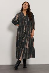 EVANS Plus Size Black Premium Smudge Print Tiered Maxi Dress | Evans 4