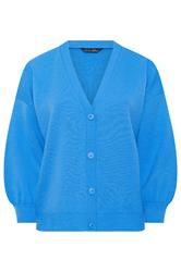 LIMITED COLLECTION Curve Blue Balloon Sleeve Knitted Cardigan