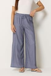 M&Co Petite Blue Check Wide Leg Trousers | M&Co 1