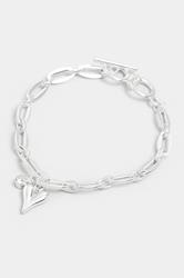 Silver Tone Heart Polished Charm Bracelet | Yours Clothing 3