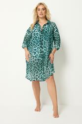 YOURS Plus Size Blue Leopard Print Cover Up | Yours Clothing 3