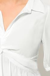 PixieGirl Petite Women's White Woven Twist Front Top | PixieGirl 4