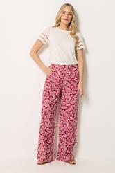 LTS Tall Women's Red Leaf Print Wide Leg Trousers | Long Tall Sally 3