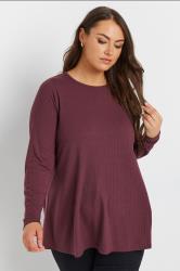 YOURS Plus Size Purple Ribbed Swing T-Shirt | Yours Clothing 3