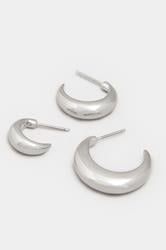 YOURSET 3 PACK Silver Tone Large Hoop Earrings Set | Yours Clothing 4