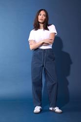 PixieGirl Petite Women's Dark Blue Pull On Barrel Jeans | PixieGirl 3