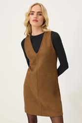 PixieGirl Petite Women's Camel Brown Suedette Mini Dress | PixieGirl 3