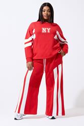 LIMITED COLLECTION Plus Size Red Stripe Wide Leg Joggers | Yours Clothing 3