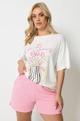 YOURS Plus Size Pink Jogger Shorts | Yours Clothing 3
