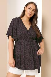 YOURS Plus Size Black Dot Print Wrap Top | Yours Clothing 3