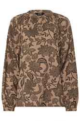 LTS Tall Natural Brown Placket Raglan Blouse