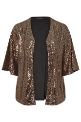 EVANS Plus Size Gold Sequin Embellished Kimono | Evans  6