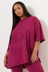YOURS Plus Size Berry Red Oversized T-Shirt | Yours Clothing 3