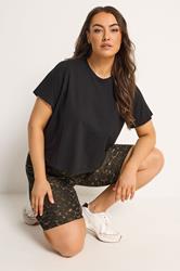 YOURSET 2 PACK Plus Size Black Leopard Stretch Cycling Shorts | Yours Clothing 2