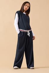 PixieGirl Petite Women's Navy Blue Contrast Waist Trousers | PixieGirl 3