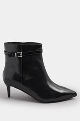 Black Buckle Pointed Toe Kitten Heel Boots In Extra Wide EEE Fit | Yours Clothing 4