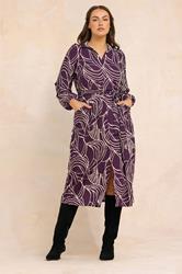 EVANS Plus Size Purple Linear Print Belted Shirt Dress | Yours Clothing 1