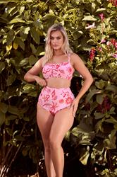 YOURS Plus Size Pink Shell Print Super High Waist Bikini Brief | Yours Clothing 3
