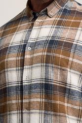 BadRhino Big & Tall Tan Brown & Navy Blue Brushed Checked Shirt | BadRhino 6