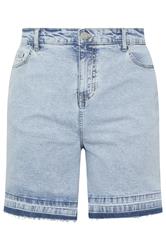 YOURS Curve Blue Hem Detail Denim Shorts
