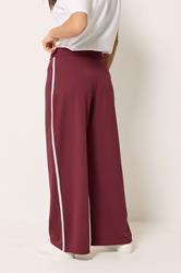 M&Co Petite Berry Red Pintuck Side Stripe Trousers | M&Co 4