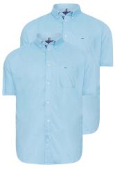 BadRhino Big & Tall Light Blue 2 PACK Short Sleeve Oxford Shirts