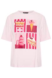 YOURS Curve Pink Dessert Relaxed Graphic T-Shirt