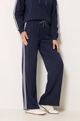 LTS Tall Women's Navy Blue Side Tape Wide Leg Joggers | Long Tall Sally 1